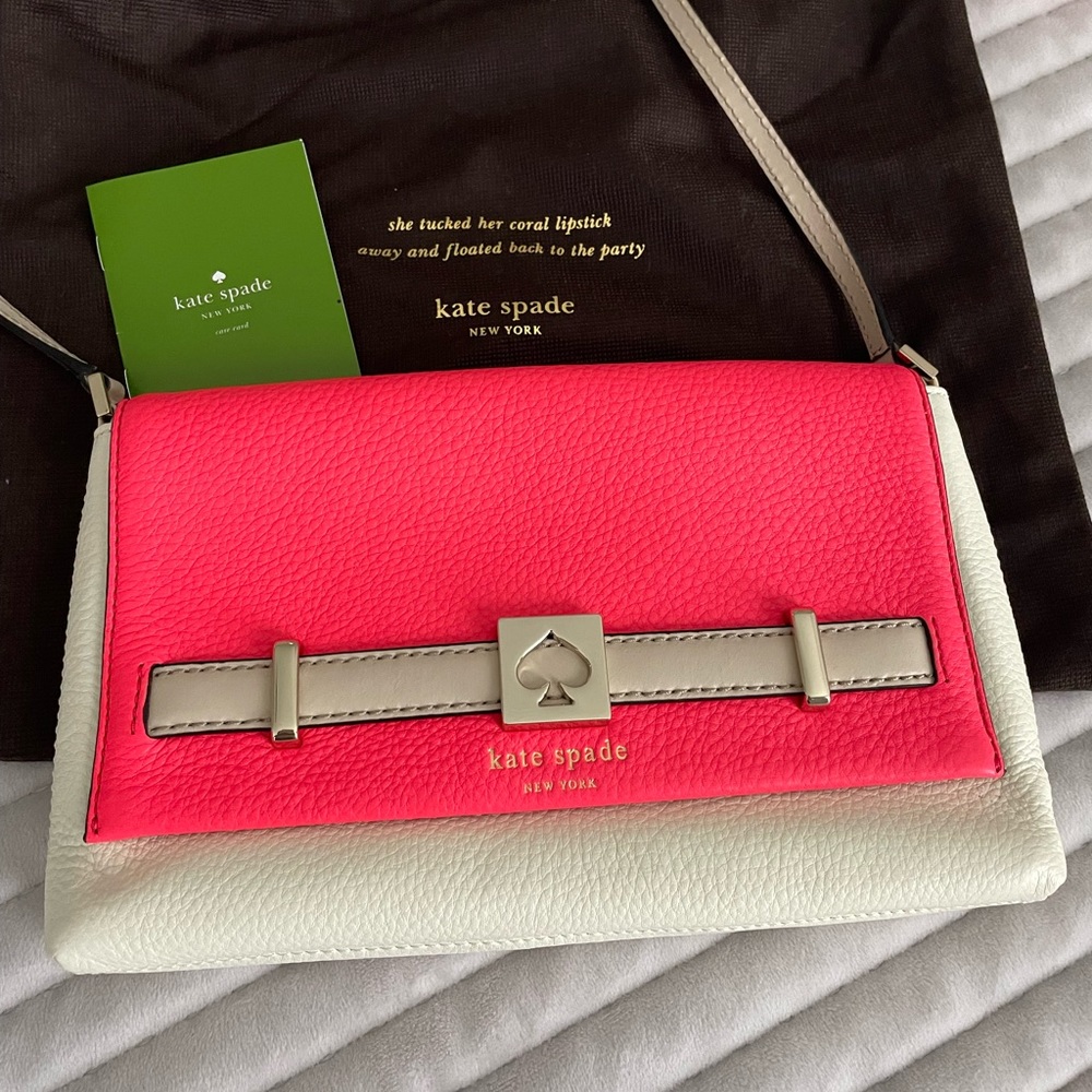 Kate Spade Crossbody Bag in Beige and Hot Pink in Dust Bag